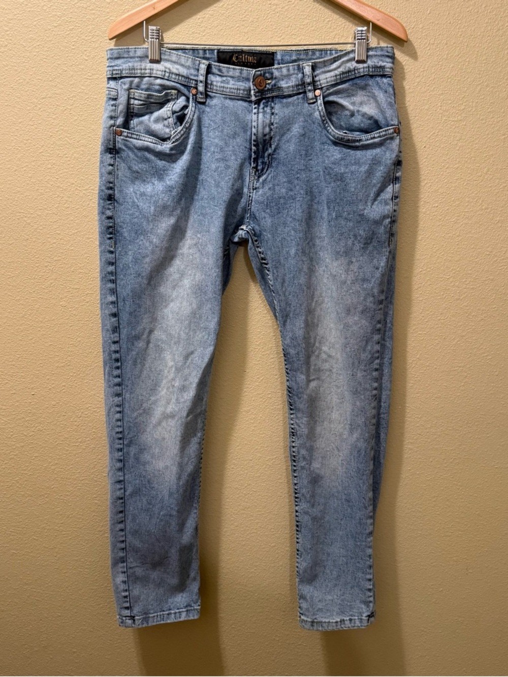 Men’s 34x32 (Measures 36x30) Cultura Light Blue Acid Wash Skinny Jeans
